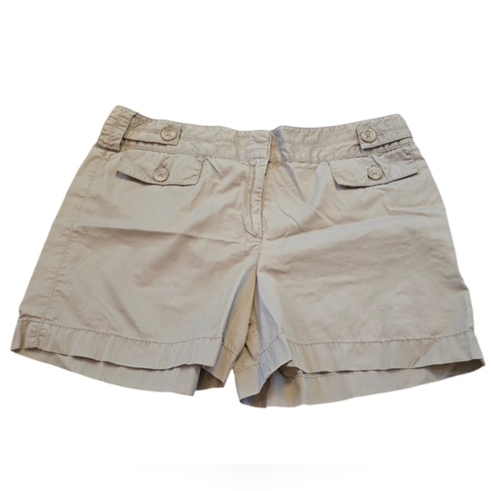Ann Taylor Loft Womens Tan Khaki Shorts with Button Detail‎ Casual Everyday 12